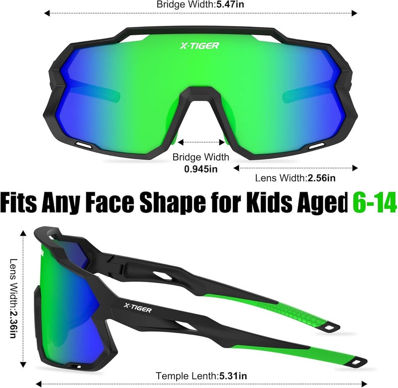 Xtiger Kids Sunglasses Polarized Youth Baseball Sunglasses for 8-14 boys girls UV400 Sports Softball Cycling Glasses - Image 3